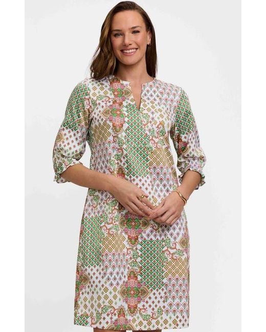 Foxcroft Natural Alicia Patchwork Shift Dress