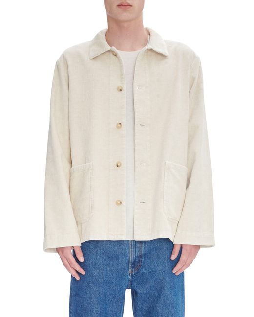 A.P.C. White A. P.c. Bobby Oversize Cotton & Linen Corduroy Button-up Shirt Jacket for men
