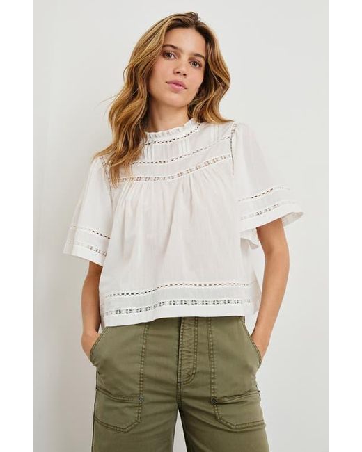 Rails Green Daisy Lace Inset Cotton Peasant Top