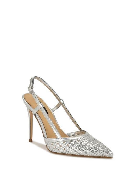 Nine West White Floree Pointed Toe Slingback Pump