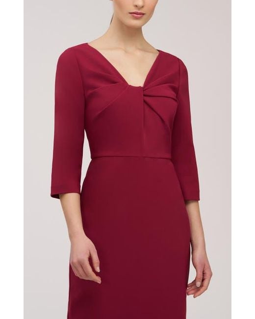 Kay Unger Red Farrah Twist Front Midi Cocktail Dress