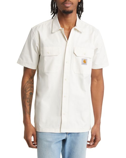 Carhartt WIP White Master Short Sleeve Button-up Work Shirt for men