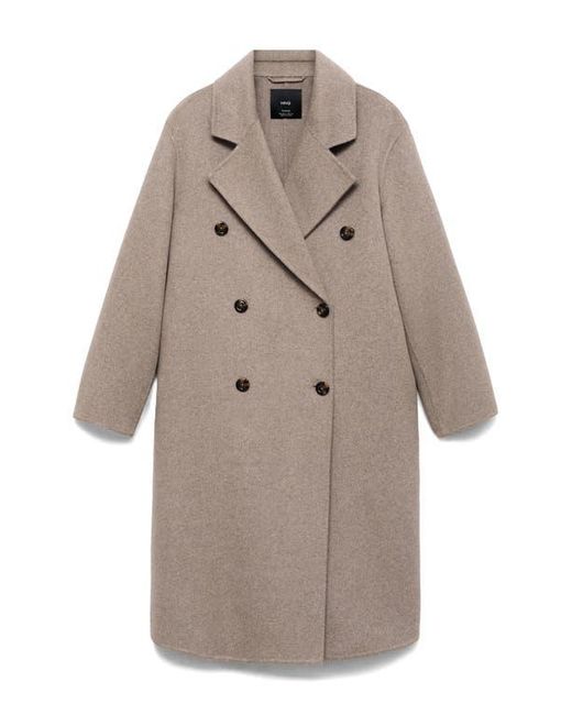 Mango Natural Oversize Double-Breasted Wool Blend Coat