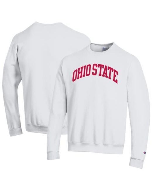 Champion White Ohio State Buckeyes Basic Arch Fleece Pullover Sweatshirt for men