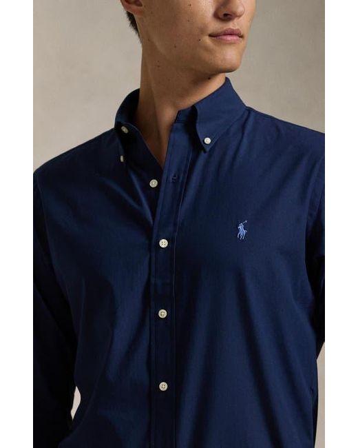 Polo Ralph Lauren Blue Classic Fit Stretch Cotton Poplin Button-Down Shirt for men