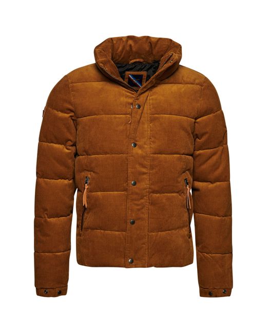Superdry Retro Corduroy Water Resistant Puffer Jacket in Brown for Men Lyst