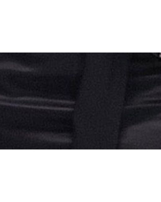 TOPSHOP Black Ruched Front Vent Satin Maxi Skirt
