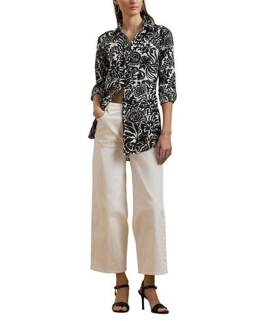 Ralph Lauren Black Floral Linen Button-Up Shirt