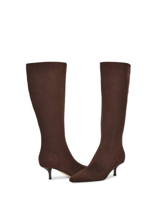Nine West Brown Havier Knee High Kitten Heel Boot