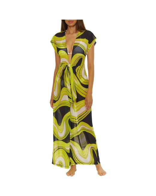 Trina Turk Women's Green Serena Stretch Mesh Cover-Up Maxi Dress
