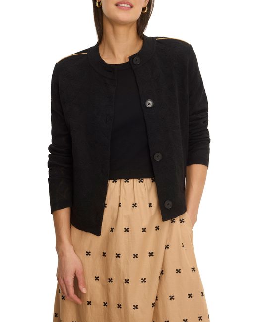 NIC+ZOE Black Piped Knit Statement Jacket