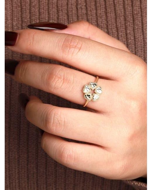 DEVATA Metallic Clover Heart Ring