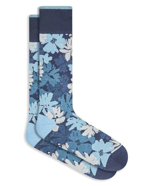 Bugatchi Blue Floral Jacquard Dress Socks for men