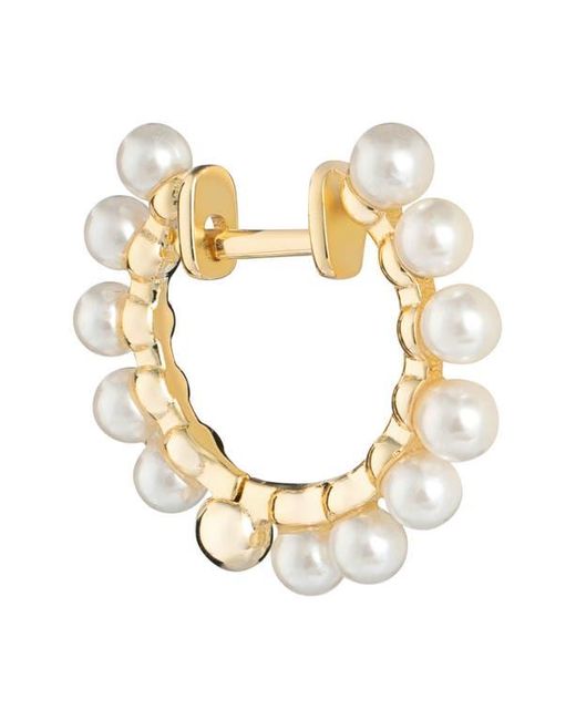 ATHRA LUXE Metallic Freshwater Pearl Hoop Earrings
