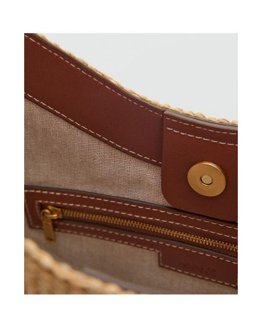 Mango Brown Canvas Shoulder Bag