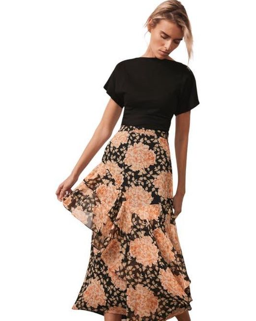 Mint Velvet Orange Print Midi Skirt