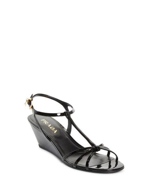 Prada Black Cage Wedge Sandal