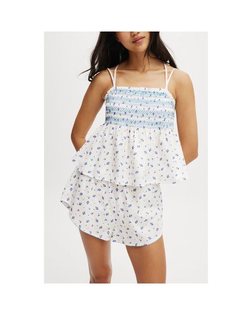 Cotton On White Shirred Woven Sleep Set