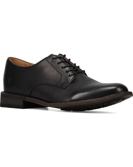 Frye Black Timeless Plain Toe Flex Derby Shoes for men