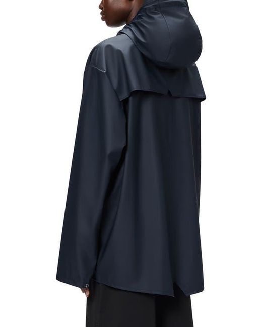 Rains Blue Gender Inclusive Lightweight Hooded Waterproof Rain Jacket