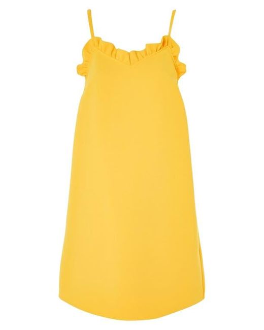 TOPSHOP Orange Ruffle Trim Shift Minidress