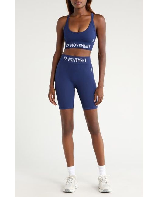 Free People Blue Fp Movement Long Haul Logo Sports Bra