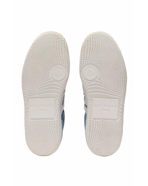 Balmain Blue Denim Swan Trainers for men