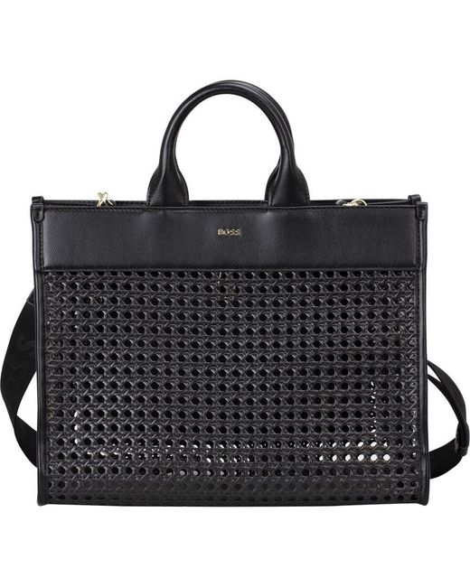 Boss Black Sandy Woven Tote