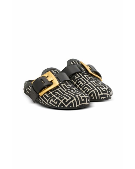 Balmain Black Anthem Mules With Pb Monogram for men