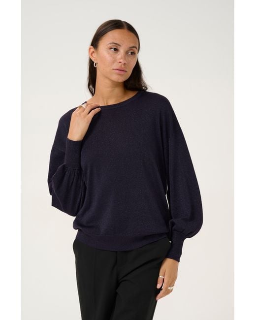 Kaffe Blue Regina Metallic Knit Pullover