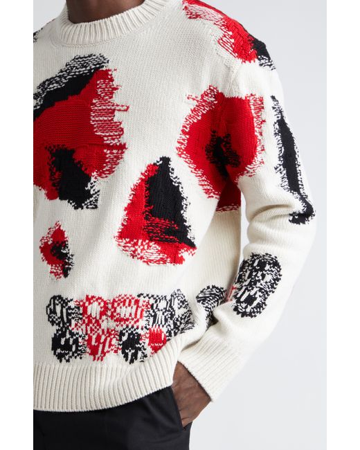 Alexander McQueen Red Skull Intarsia Wool for men