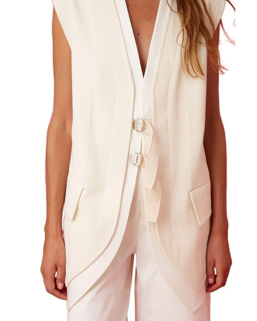 Nocturne White Vest With Buckle Detail