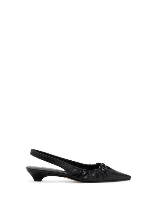 Mango Black Slingback Pointed Toe Kitte Heel Pump