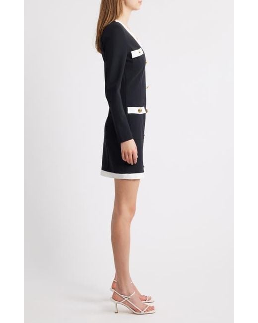 knee length dresses for ladies Lukea Long Sleeve Plisse Mini Dress Black