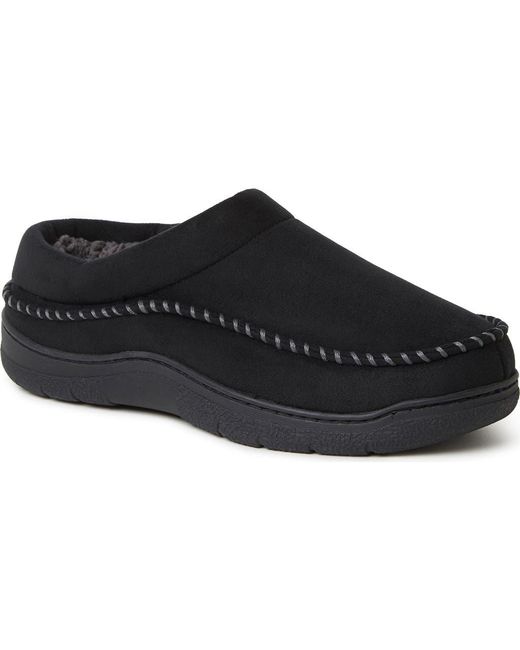 Dearfoams Black Thompson Moccasin Toe Clog Slipper for men