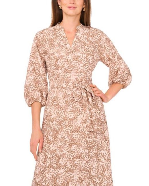 Vince Camuto Pink Long Sleeve Tie Waist Dress