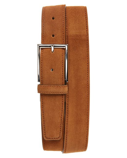 Canali Brown Suede Calfskin Leather Belt for men