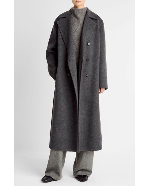 Vince Black Double Breasted Wool Blend Coat