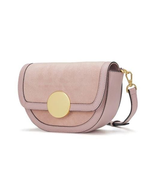 orYANY Pink Lottie Suede Crossbody Saddle Bag