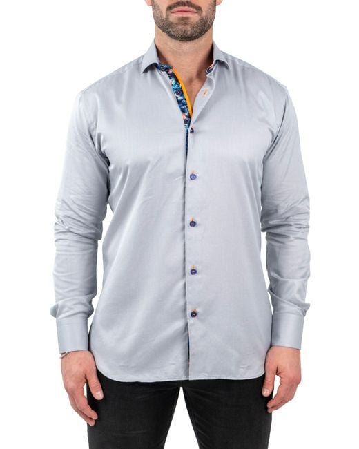 Maceoo Blue Einstein Jacqslate Button-Up Shirt for men