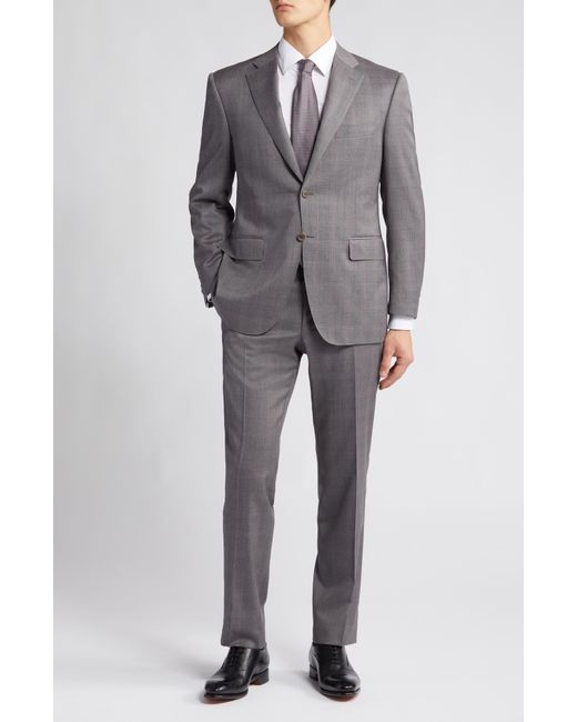 Canali Gray Siena Regular Fit Plaid Wool Suit for men