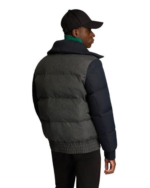Alpenhaus Black Sebonack Quilted Denim-Look Bomber Jacket With Fold-Over Ribbed Collar for men