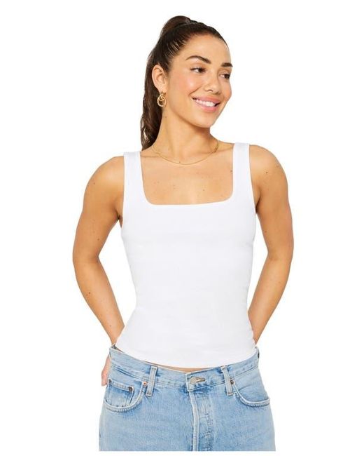 Fabletics White Daily Rib Square Neck Tank