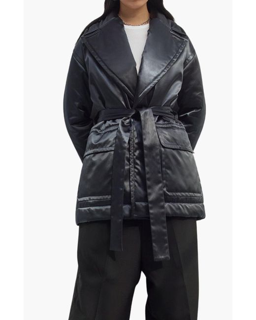 CAALO Black Satin Down Coat