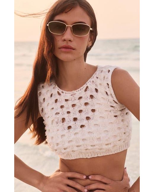 Quay Brown Text Me 58Mm Gradient Square Sunglasses
