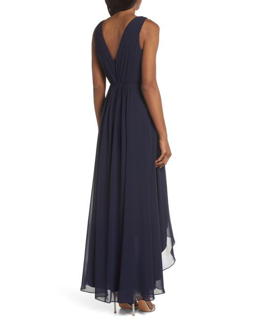Eliza J Embellished High/low Chiffon Dress in Navy (Blue) - Save 40% - Lyst