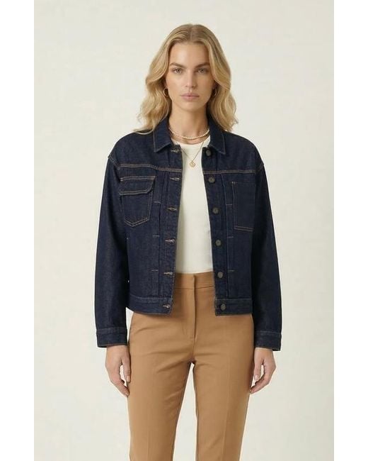 Modenaire Blue Utility Patch Pocket Denim Jacket