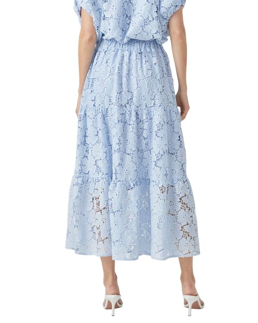 Endless Rose Blue Tiered Sequin Lace Maxi Skirt