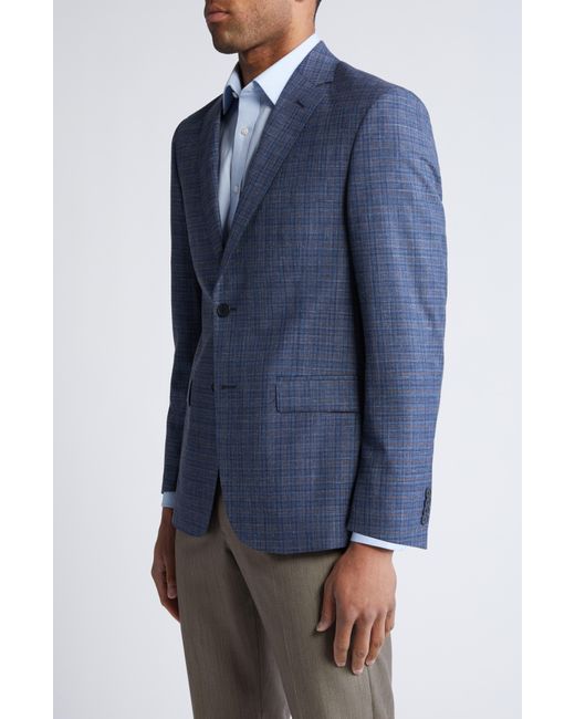 JB Britches Blue Plaid Wool & Silk Blend Sport Coat for men