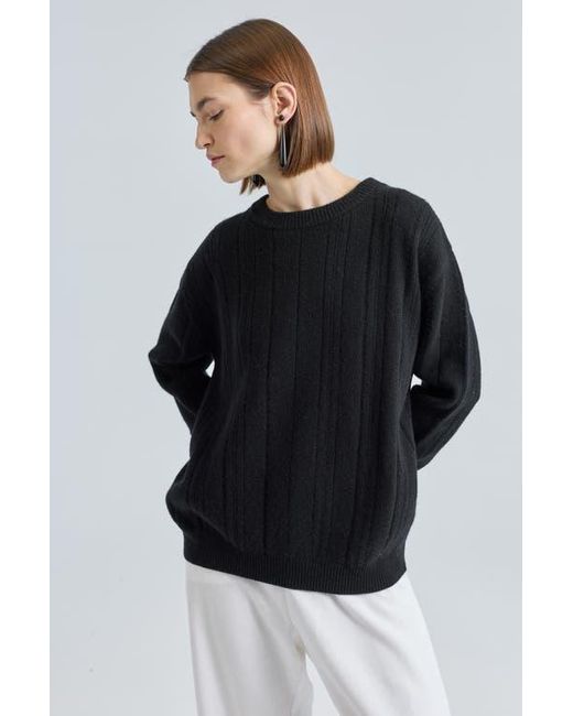 ALMINA CONCEPT Black Ribbed Wool Crewneck Sweater